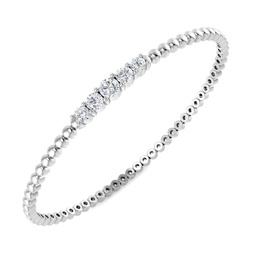 0.99ct Lab-Grown Diamond Fancy Designs Bangle in 9K White Gold