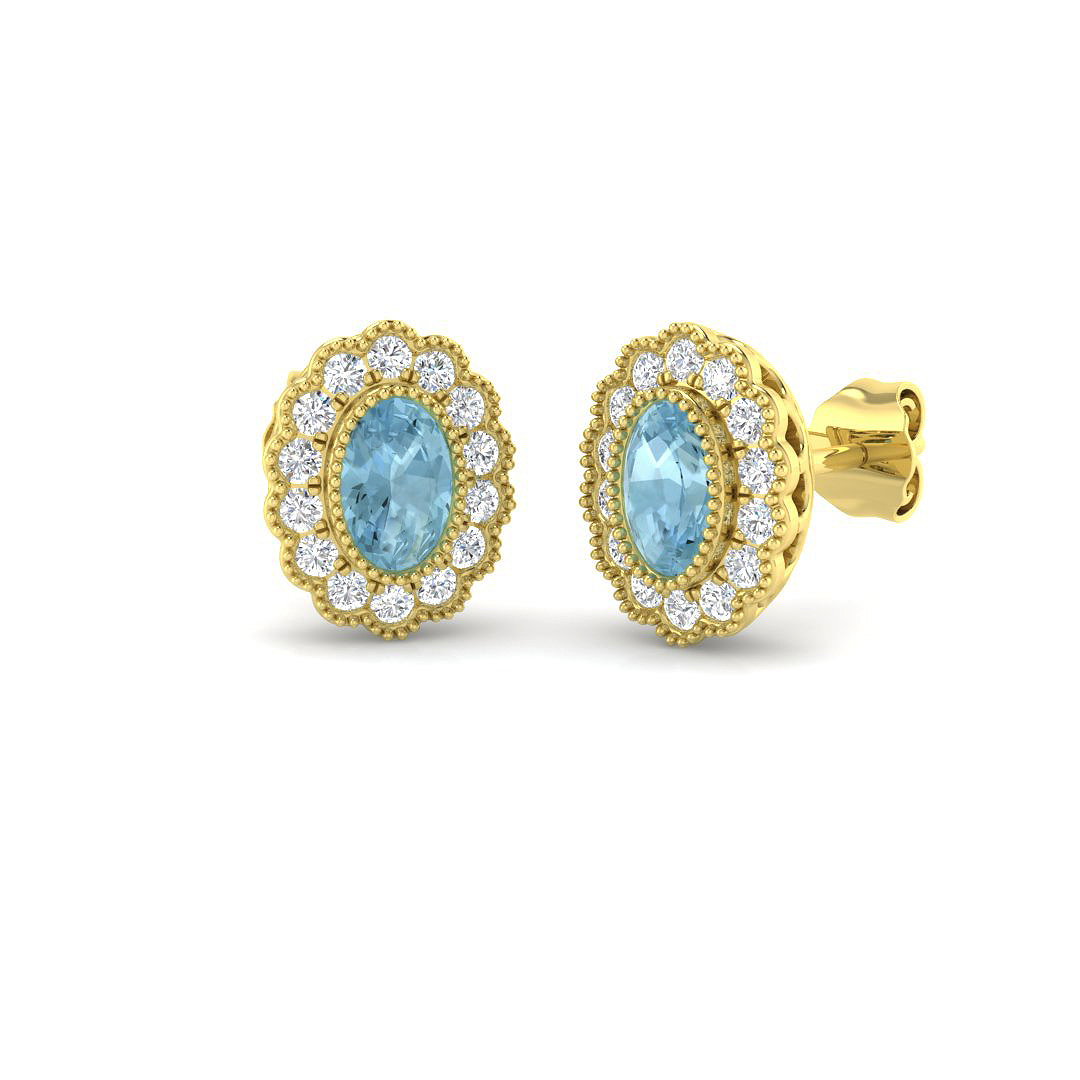 Halo Earrings in 9K Yellow Gold