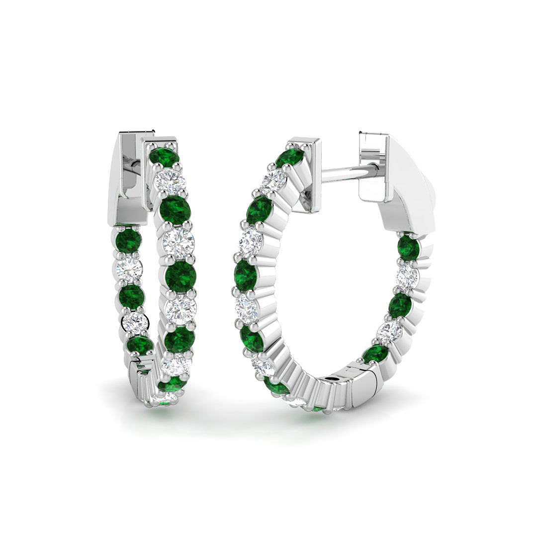 Emerald Earrings in 9K White Gold