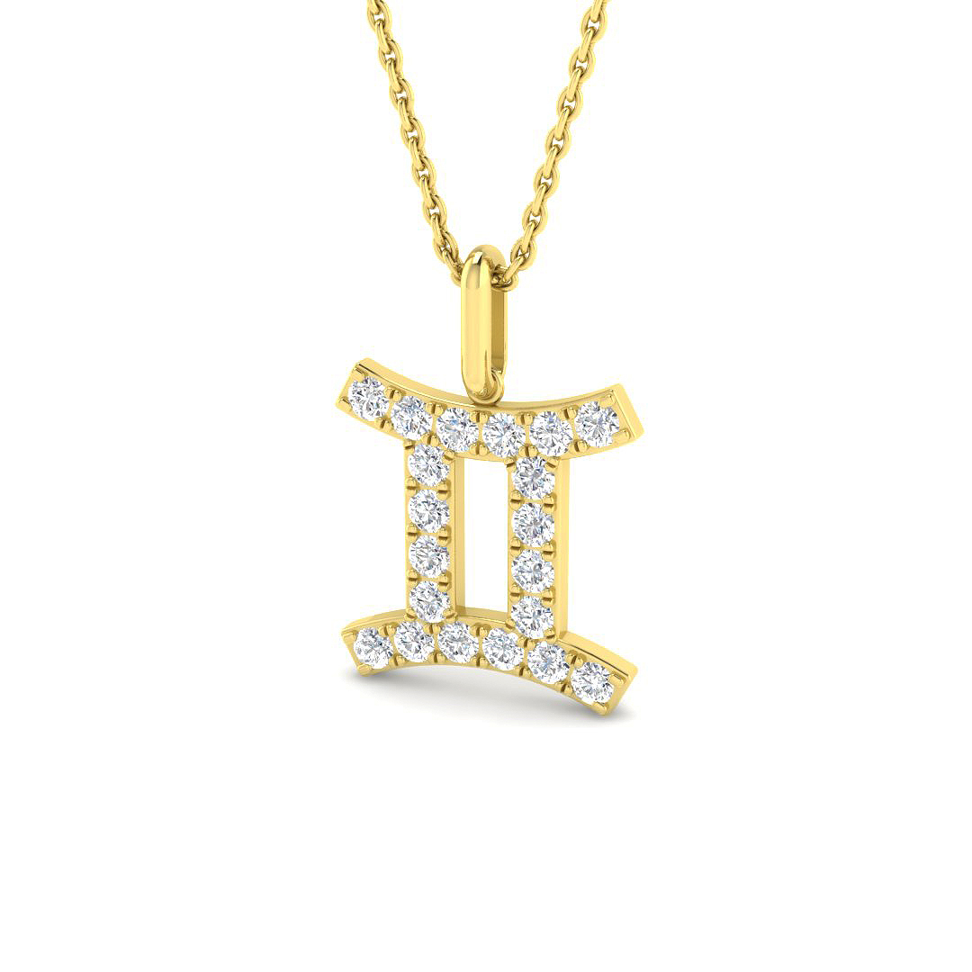 0.42ct Lab-Grown Diamond Star Signs Pendant in 9K Yellow Gold