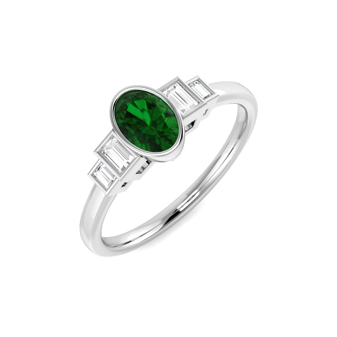 Emerald Ring in 9K White Gold