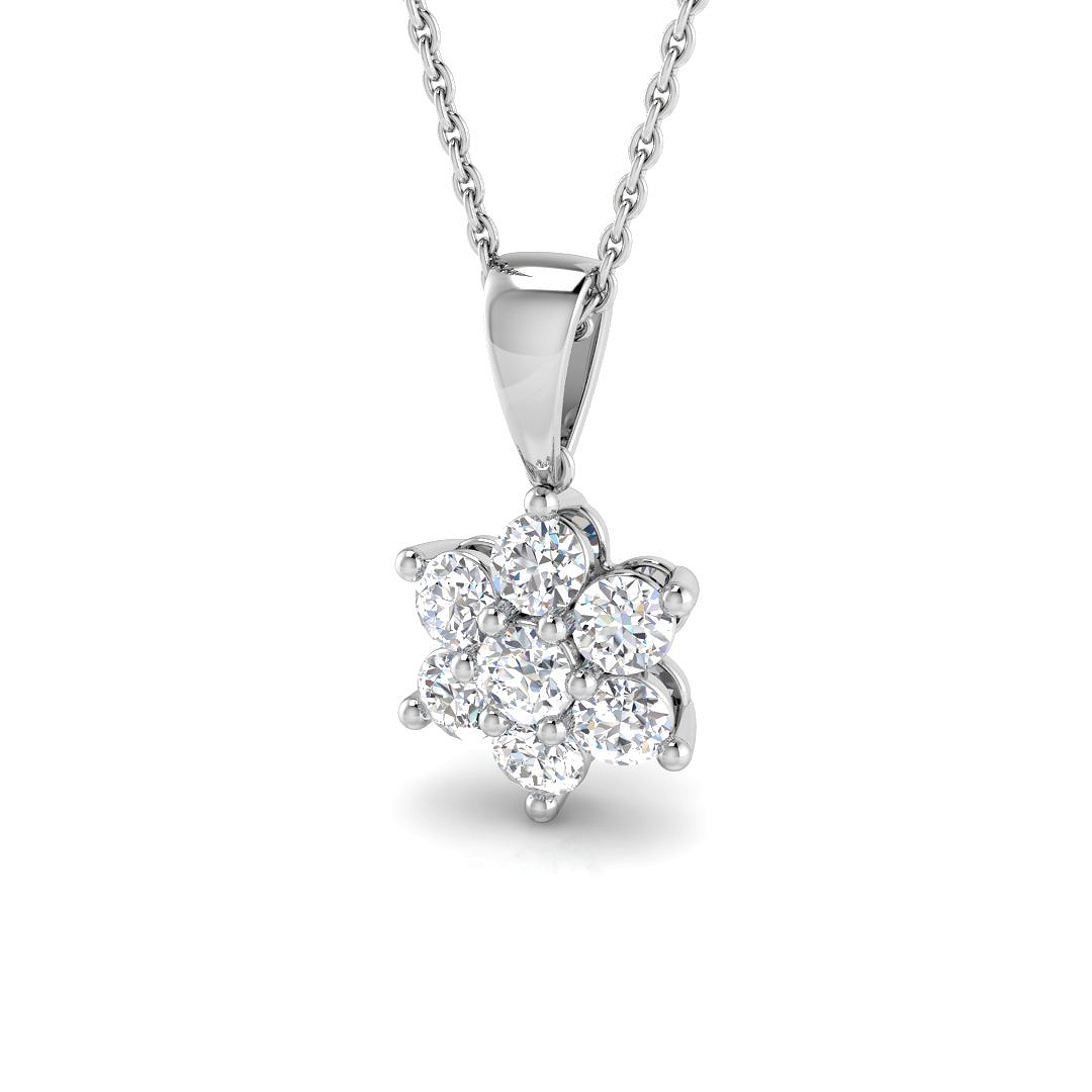 0.73ct Natural Diamond Cluster Pendant in 9K White Gold