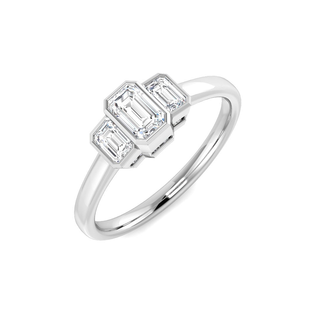 0.49ct Lab-Grown Diamond 3 Stone Ring in 9K White Gold