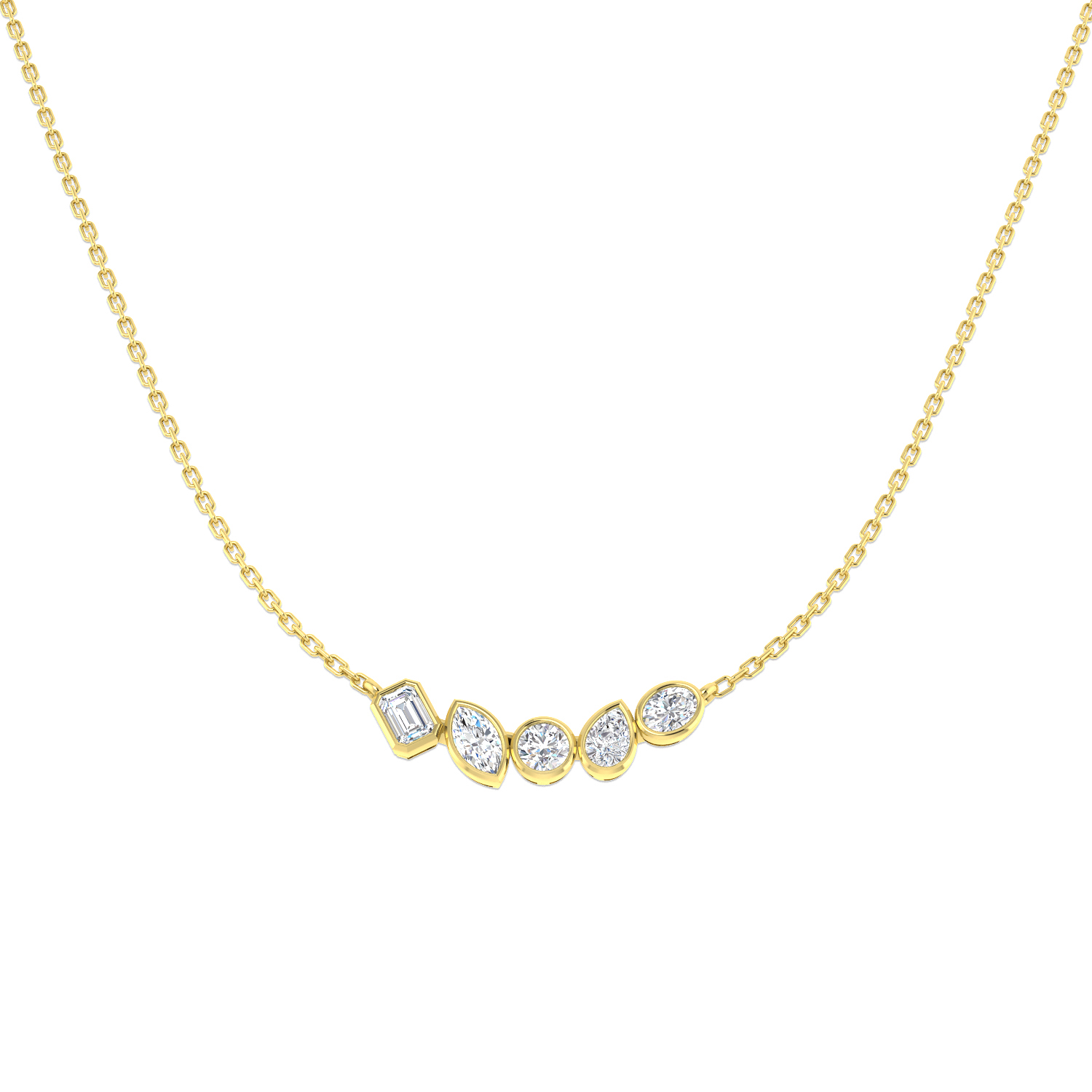 0.81ct Lab-Grown Diamond Spectacle Necklace in 9K Yellow Gold