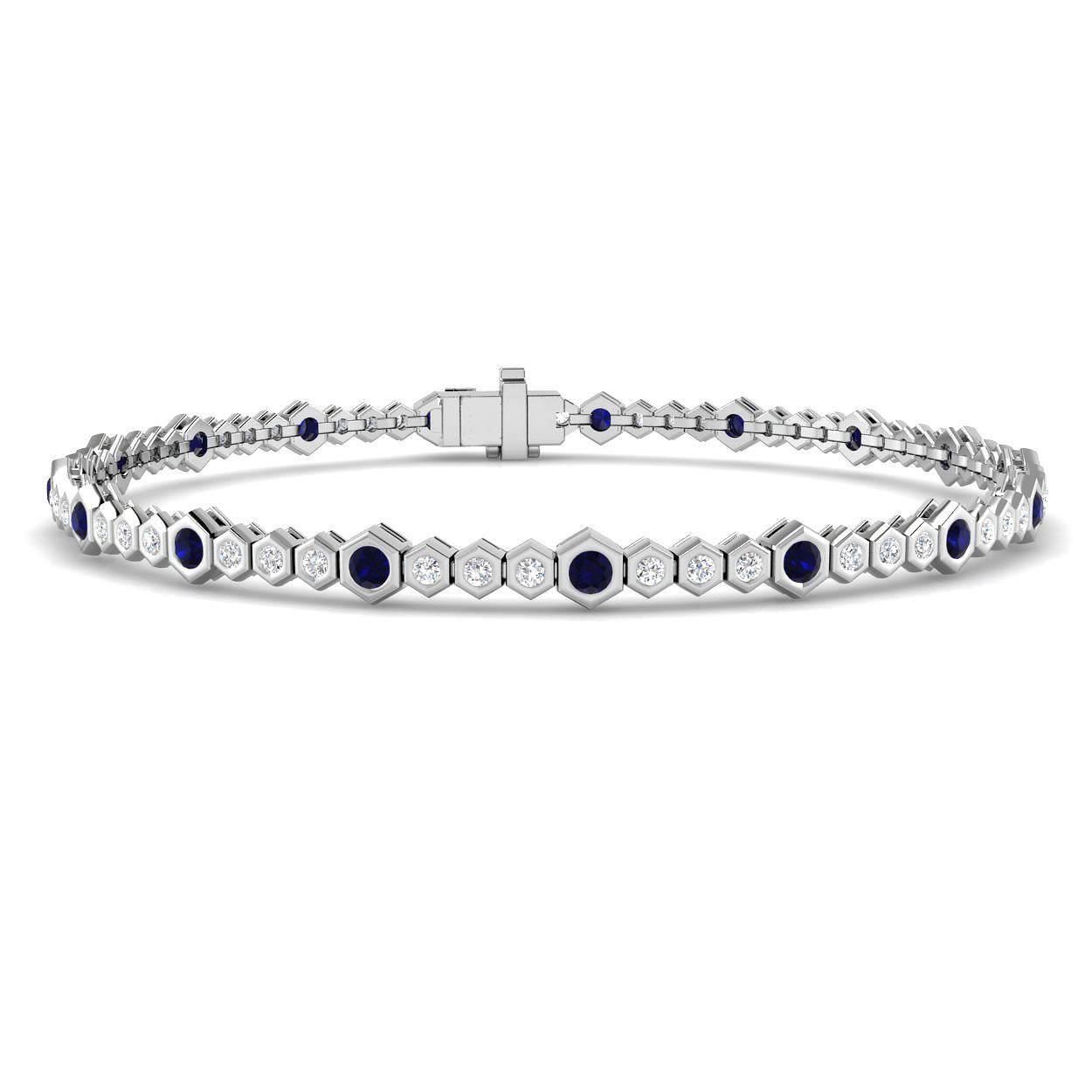 Blue Sapphire Bracelet in 9K White Gold
