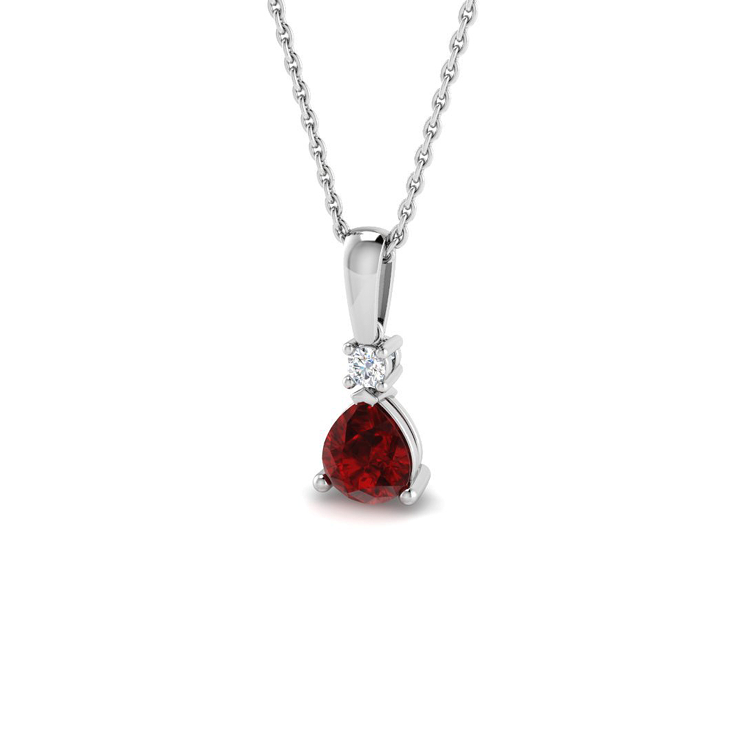 Ruby Pendant in 9K White Gold
