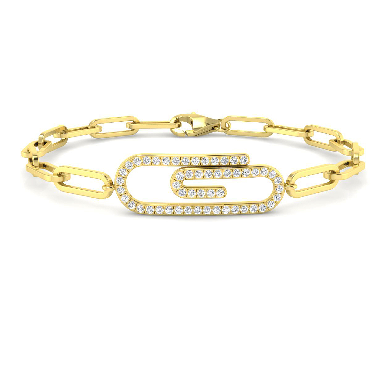 0.35ct Natural Diamond Paper Clip Bracelet in 9K Yellow Gold