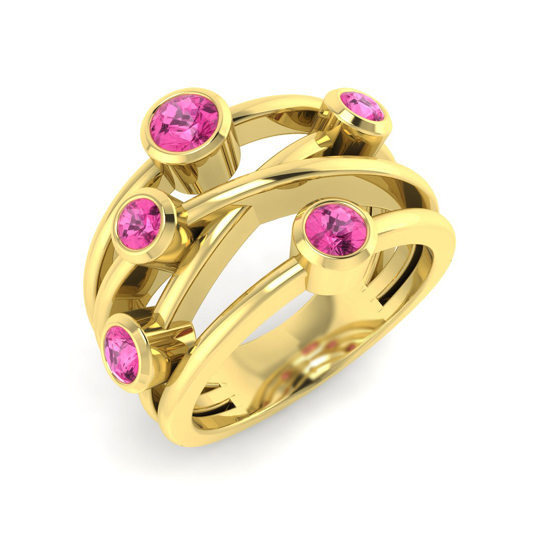 Pink Sapphire Ring in 9K Yellow Gold