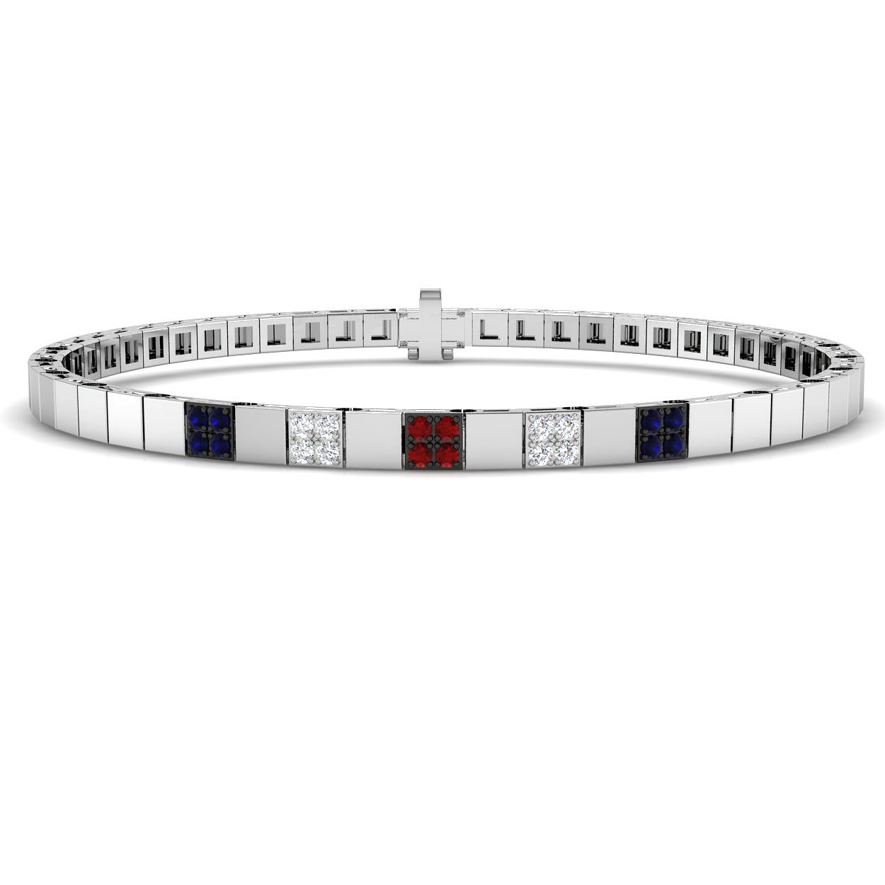 Blue Sapphire Bracelet in 14K White Gold