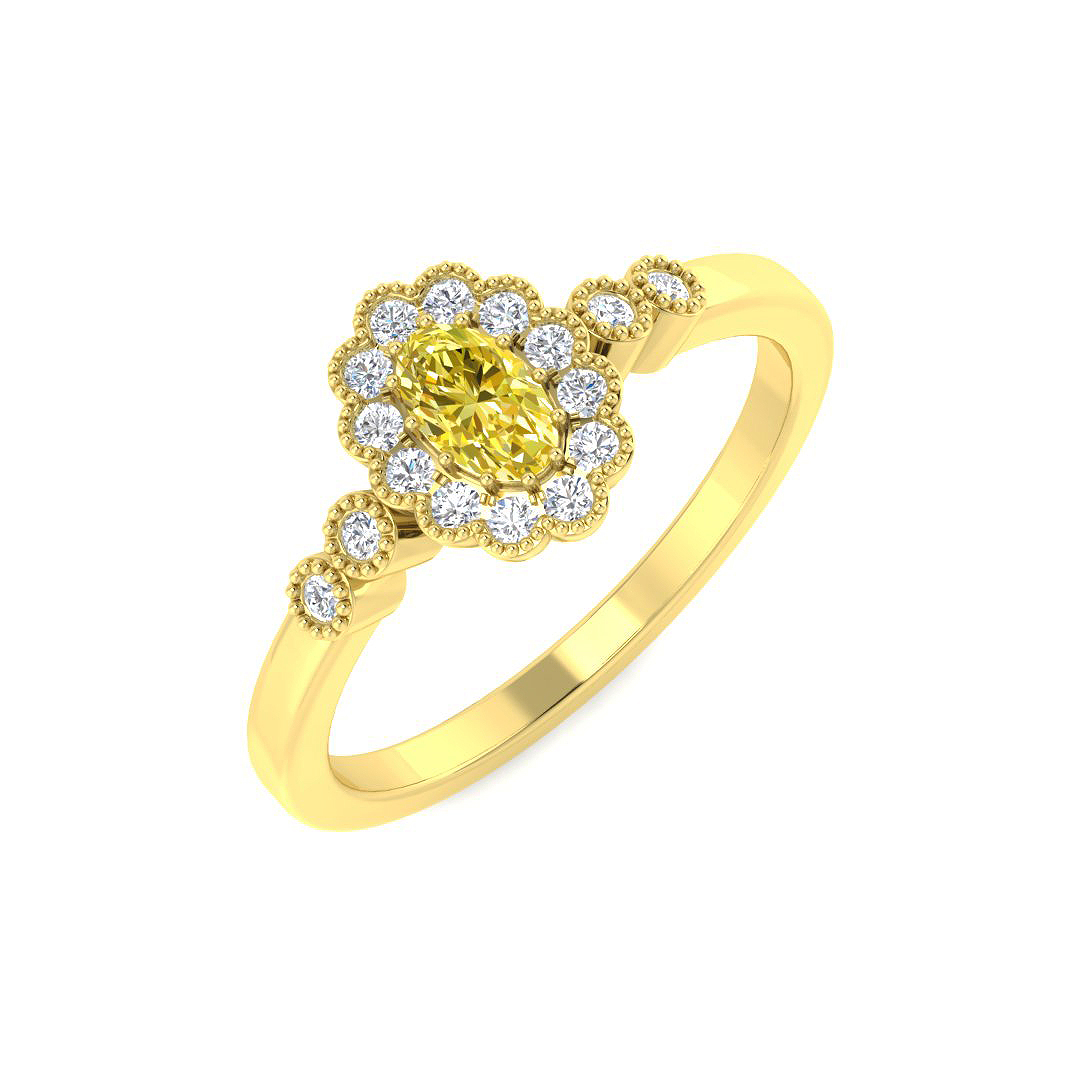 Halo Ring in 9K Yellow Gold
