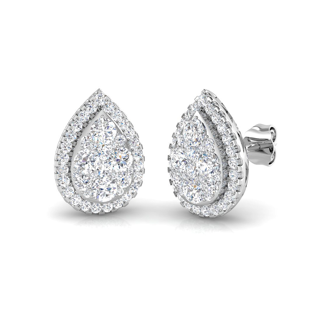 1.22ct Lab-Grown Diamond Cluster Earrings in 9K White Gold