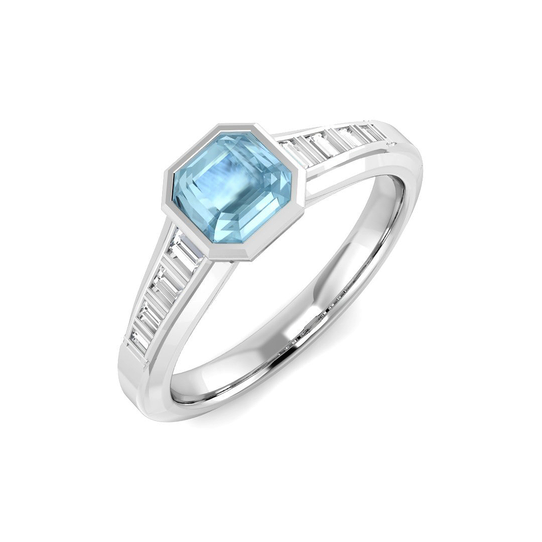 Aquamarine Ring in 9K White Gold