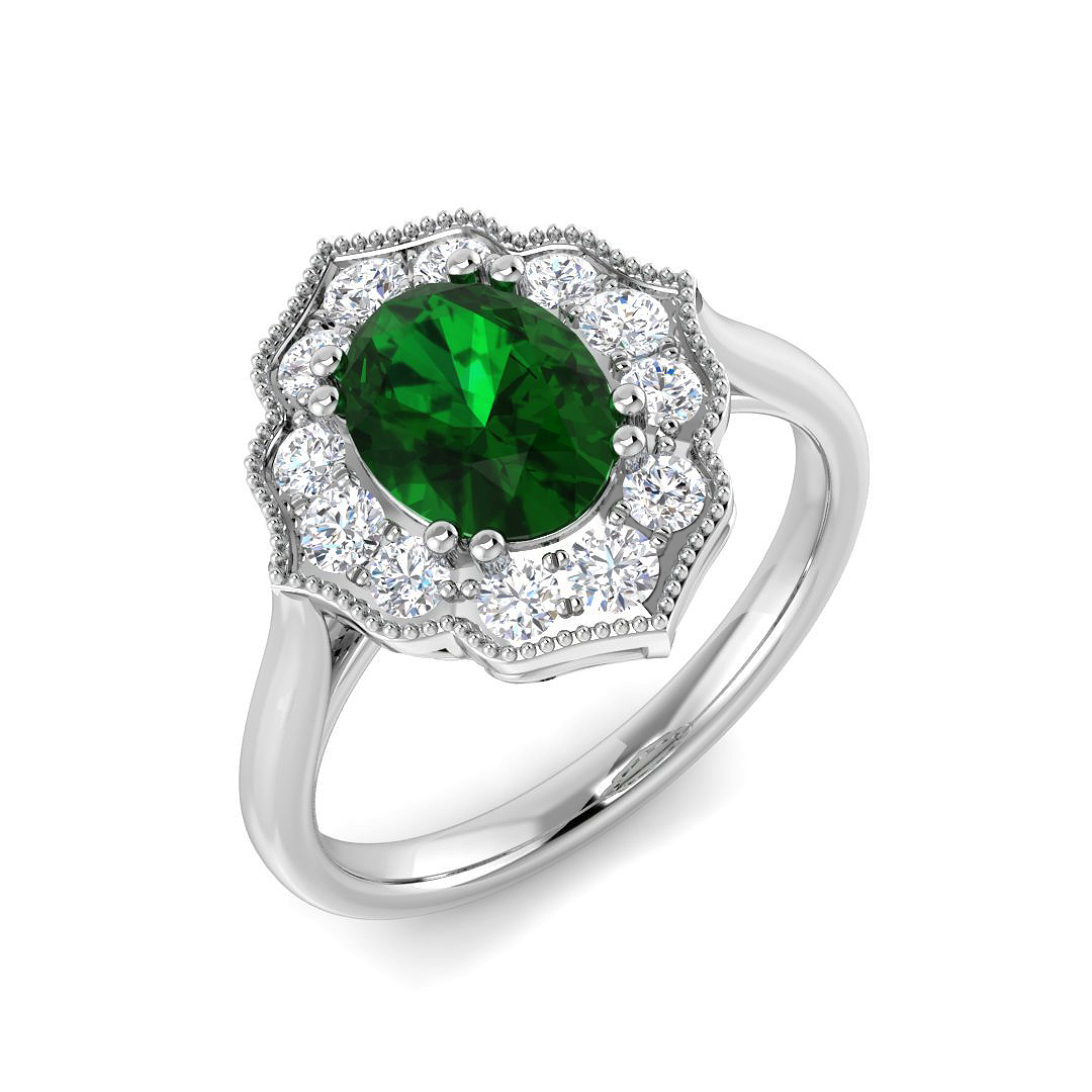 1.53ct Lab-Grown Diamond Vintage Ring in 9K White Gold