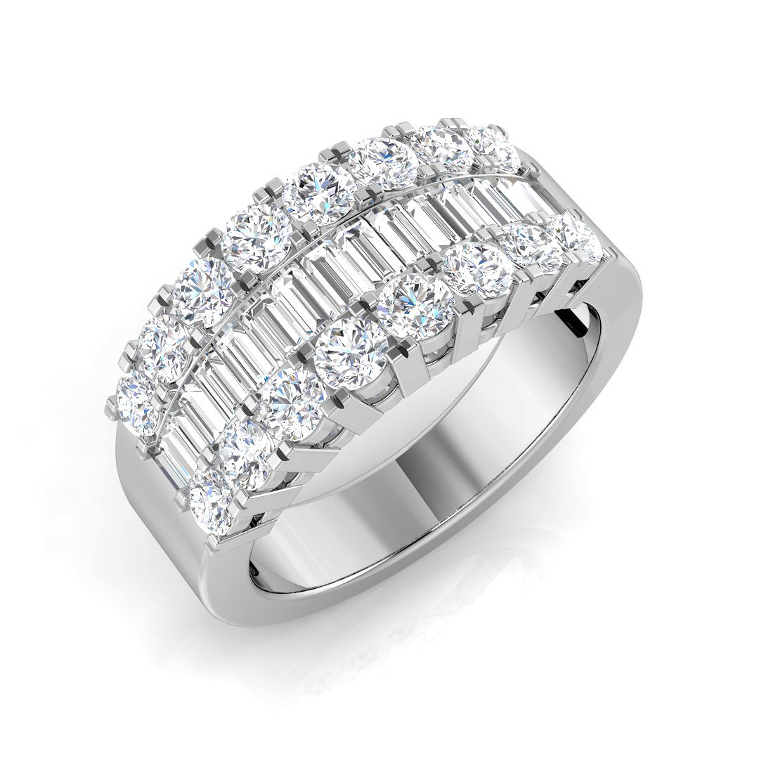 1.54ct Lab-Grown Diamond Baguette & Brilliant Ring in 9K White Gold