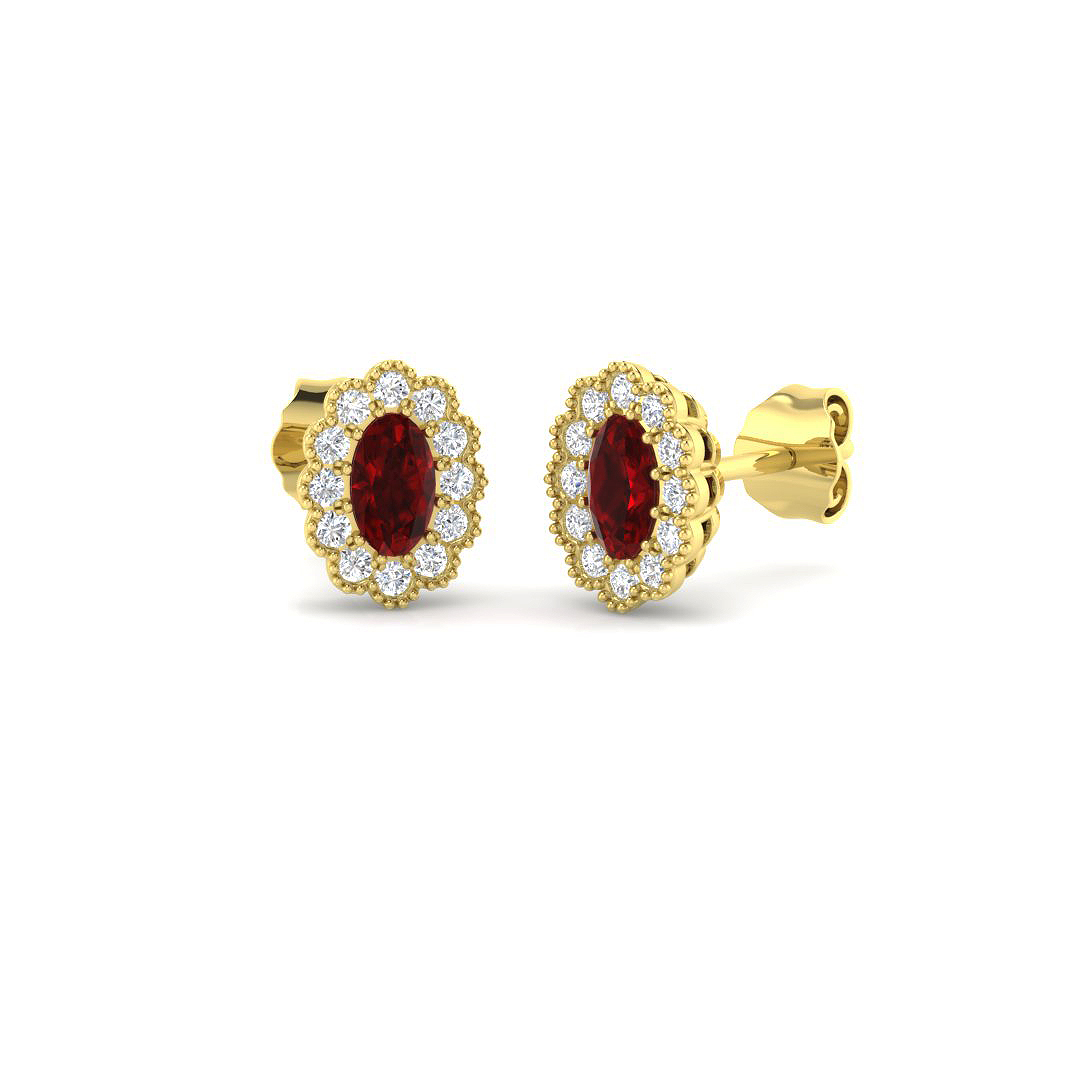Halo Earrings in 9K Yellow Gold