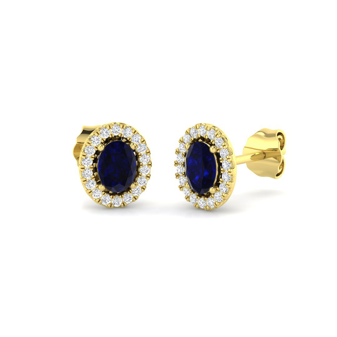 Blue Sapphire Earrings in 9K Yellow Gold