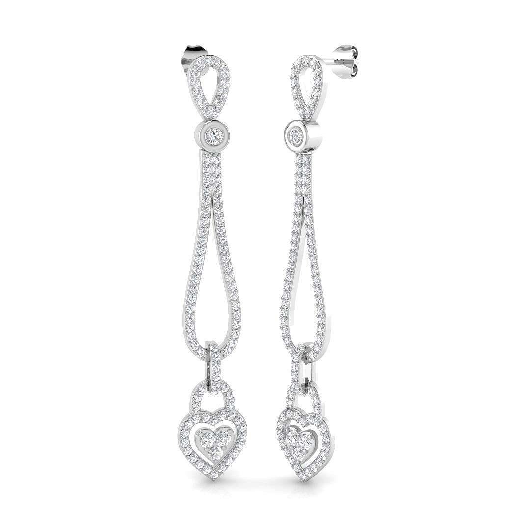 2.19ct Natural Diamond Drop & Trilogy Earrings in 18K White Gold