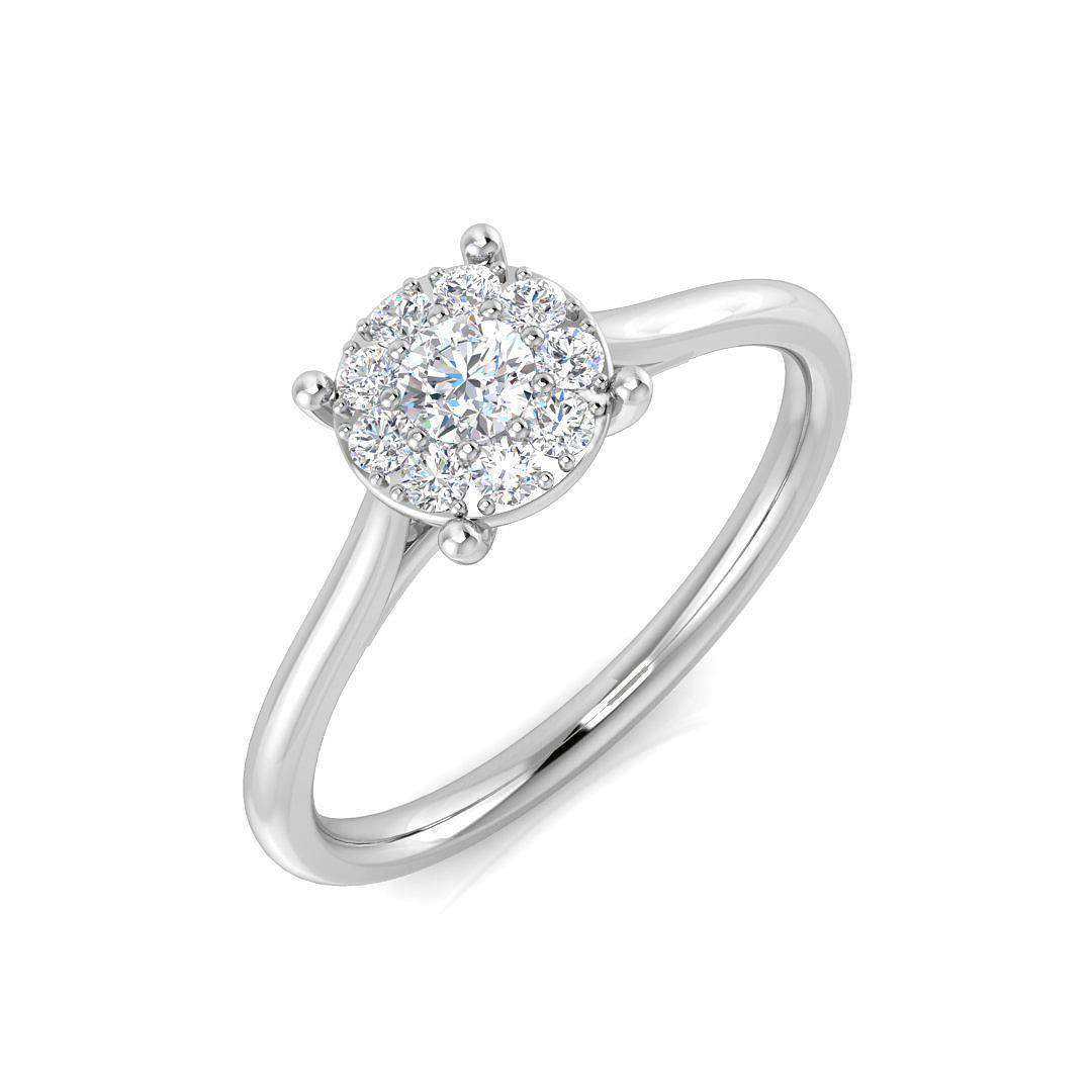 0.32ct Natural Diamond Cluster Ring in 9K White Gold
