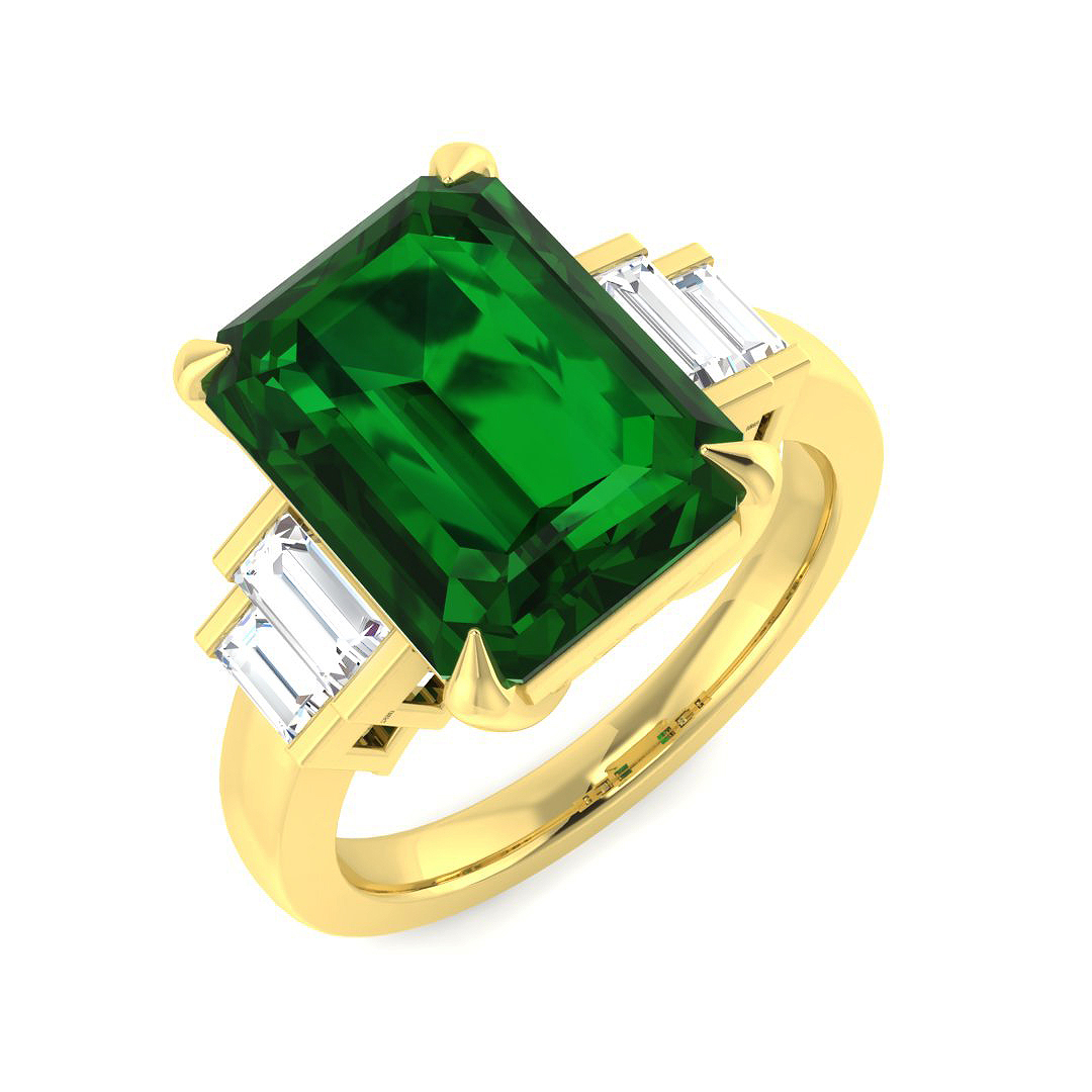 Emerald Ring in 18K Yellow Gold