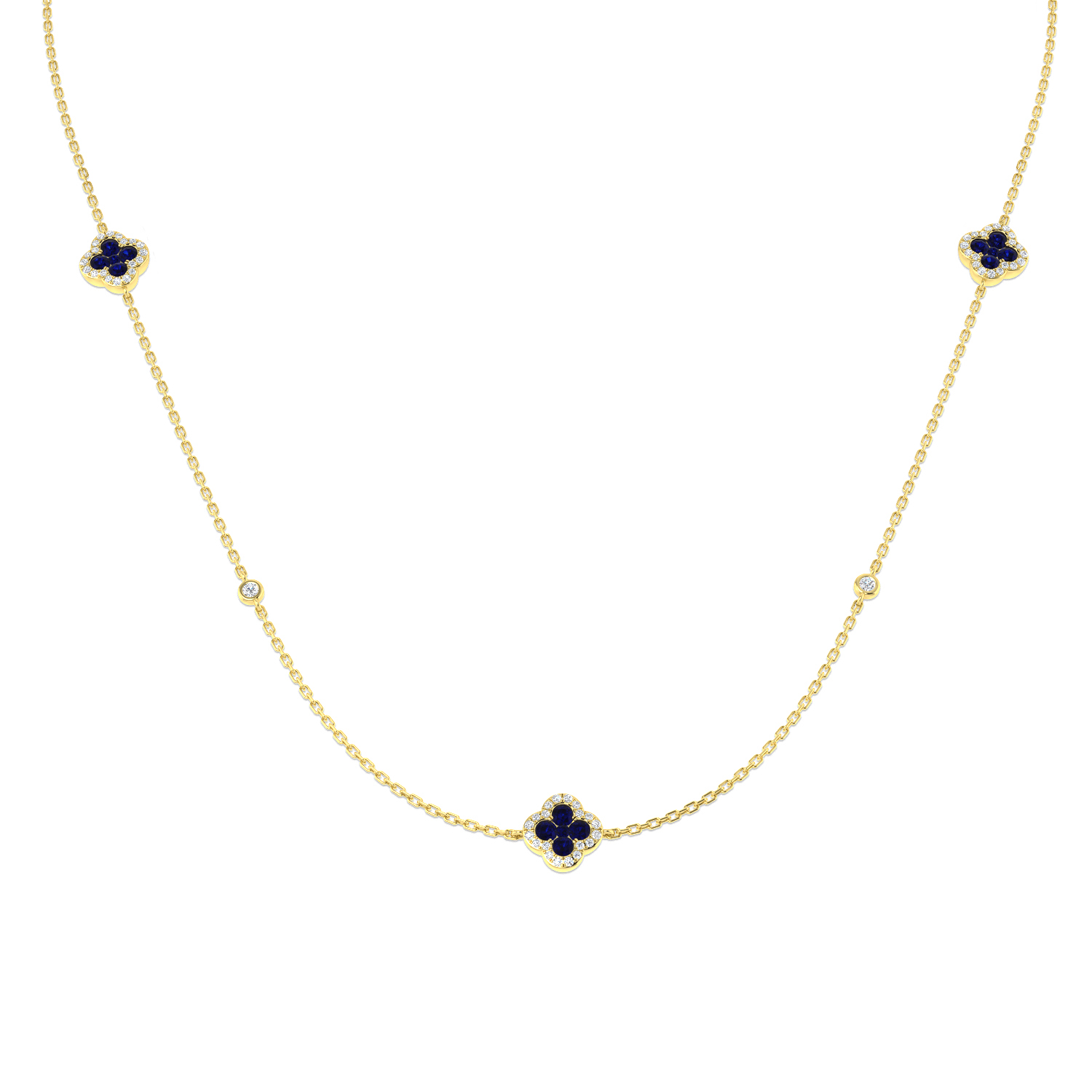 Blue Sapphire Necklace in 18K Yellow Gold