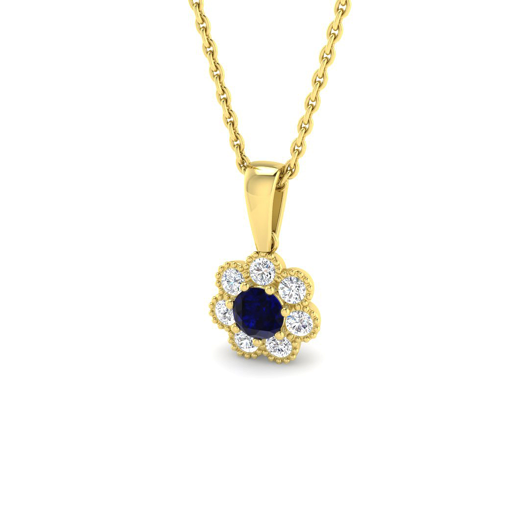 Blue Sapphire Pendant in 9K Yellow Gold
