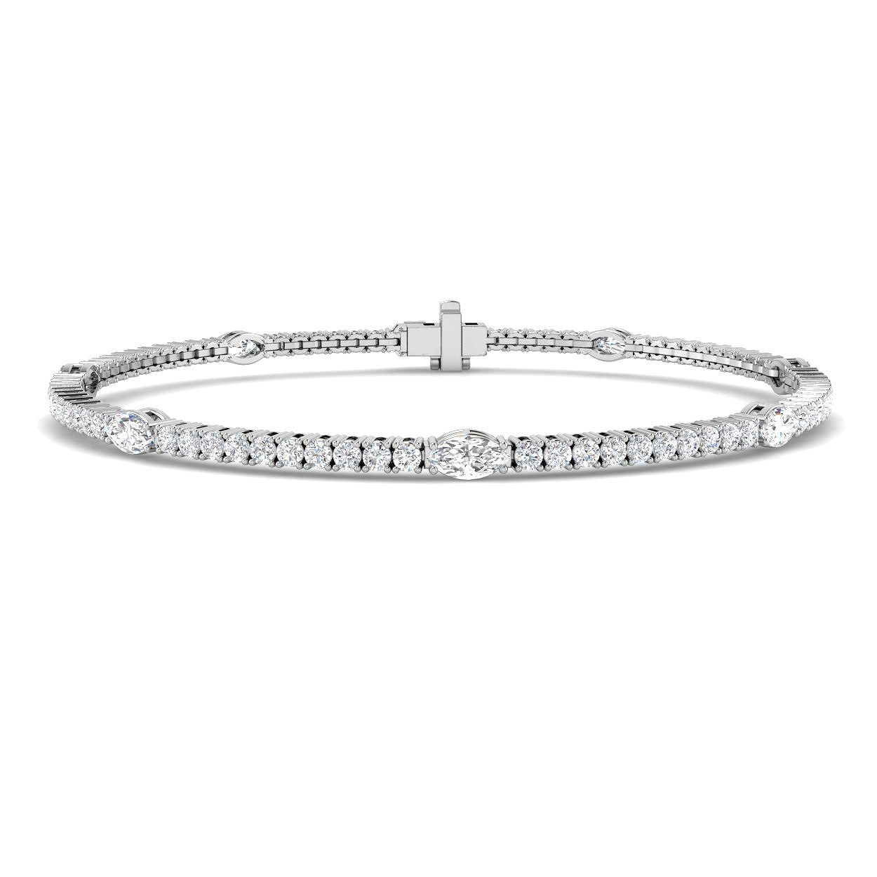 2.58ct Natural Diamond Tennis Bracelet in 18K White Gold