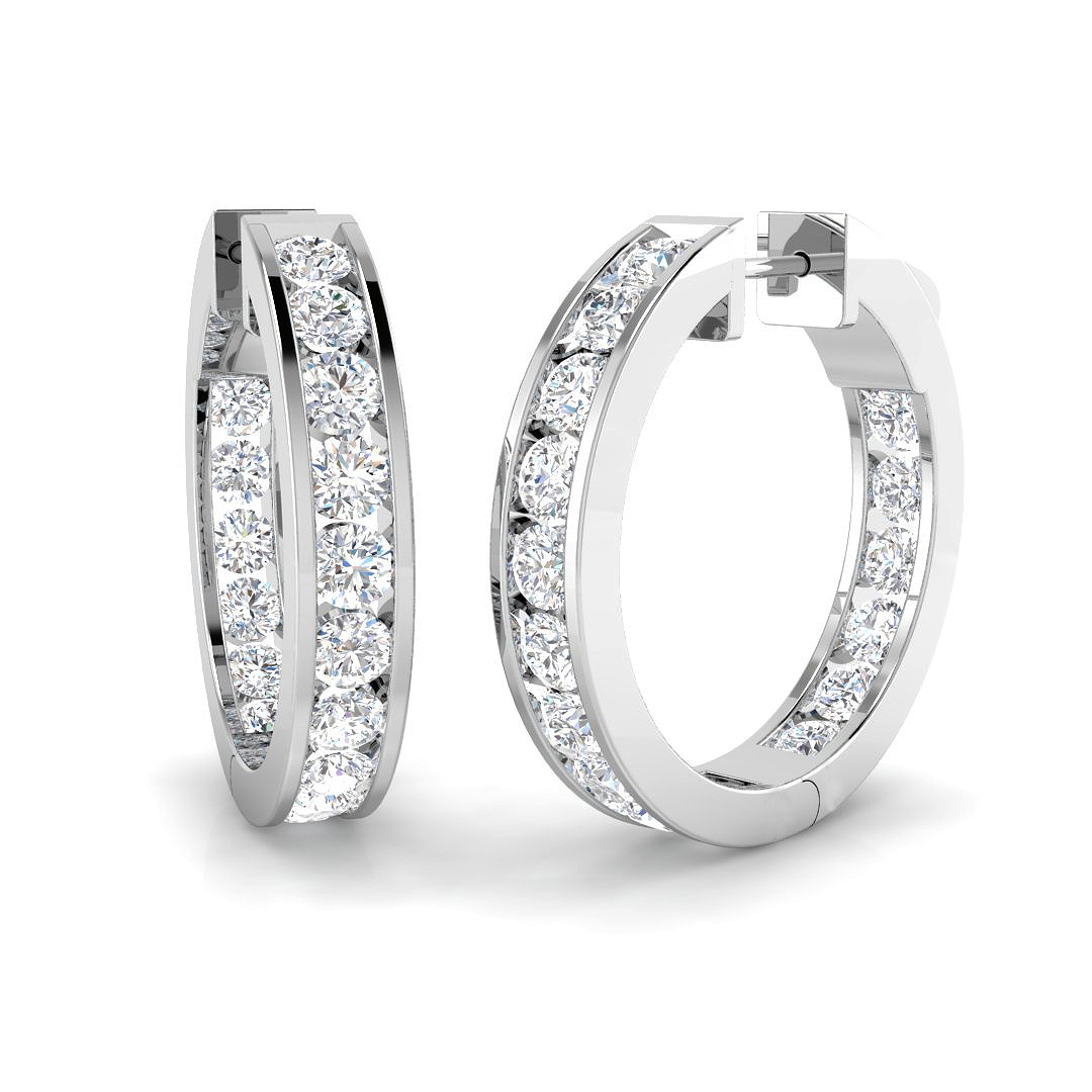 2.98ct Lab-Grown Diamond Hoops Earrings in 9K White Gold