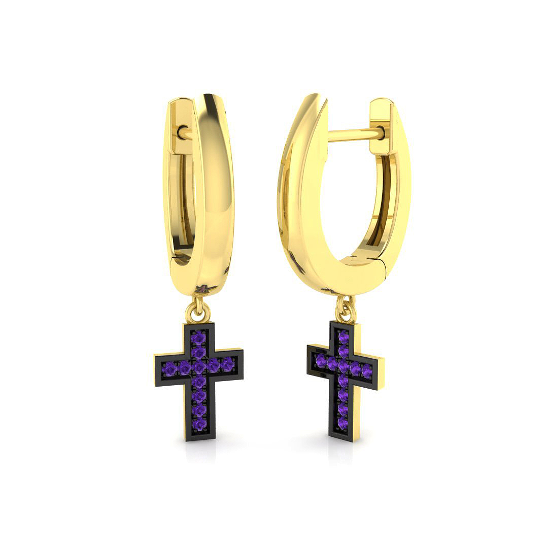 0.05ct Natural Diamond Drop & Trilogy Earrings in 9K Yellow Gold