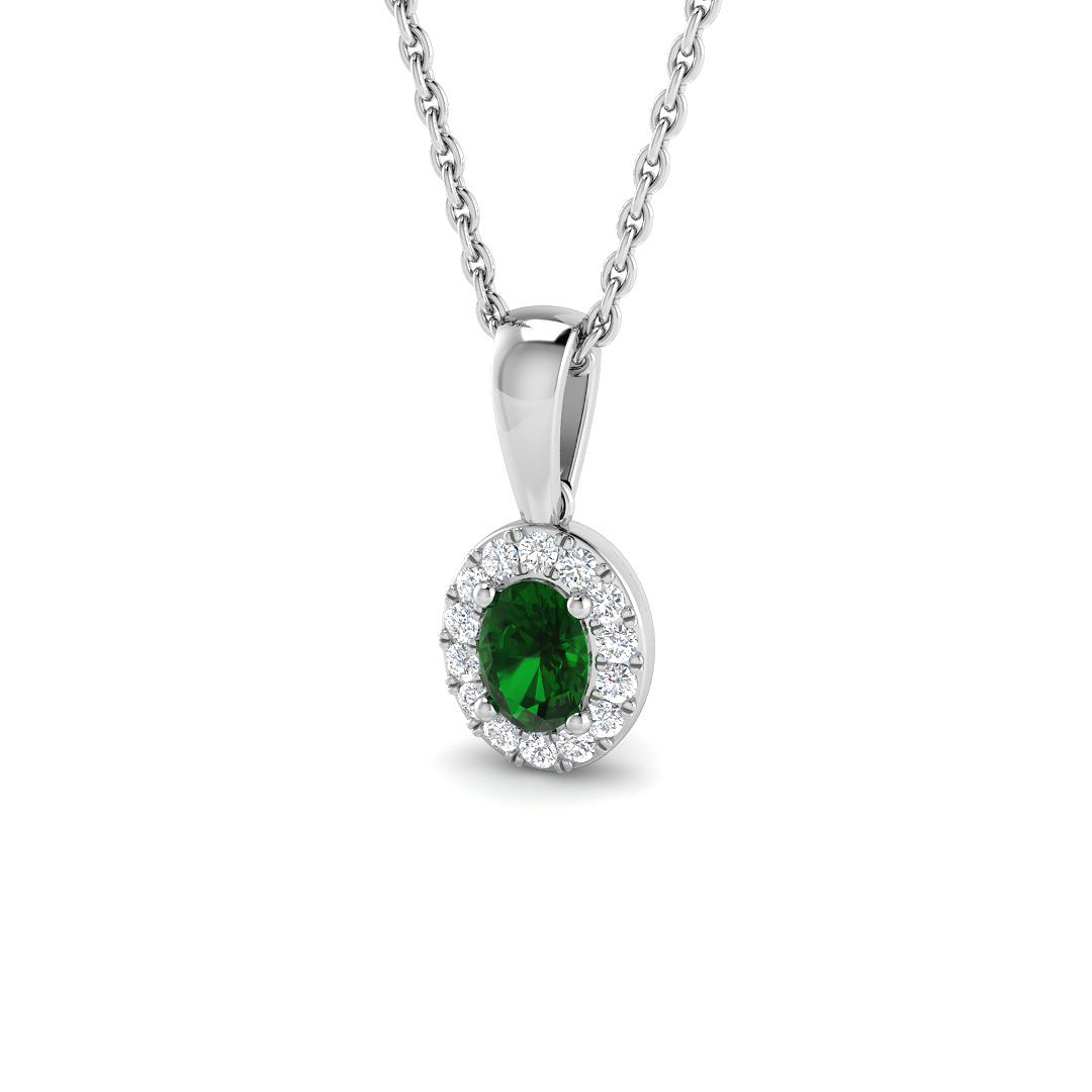 Emerald Pendant in 9K White Gold