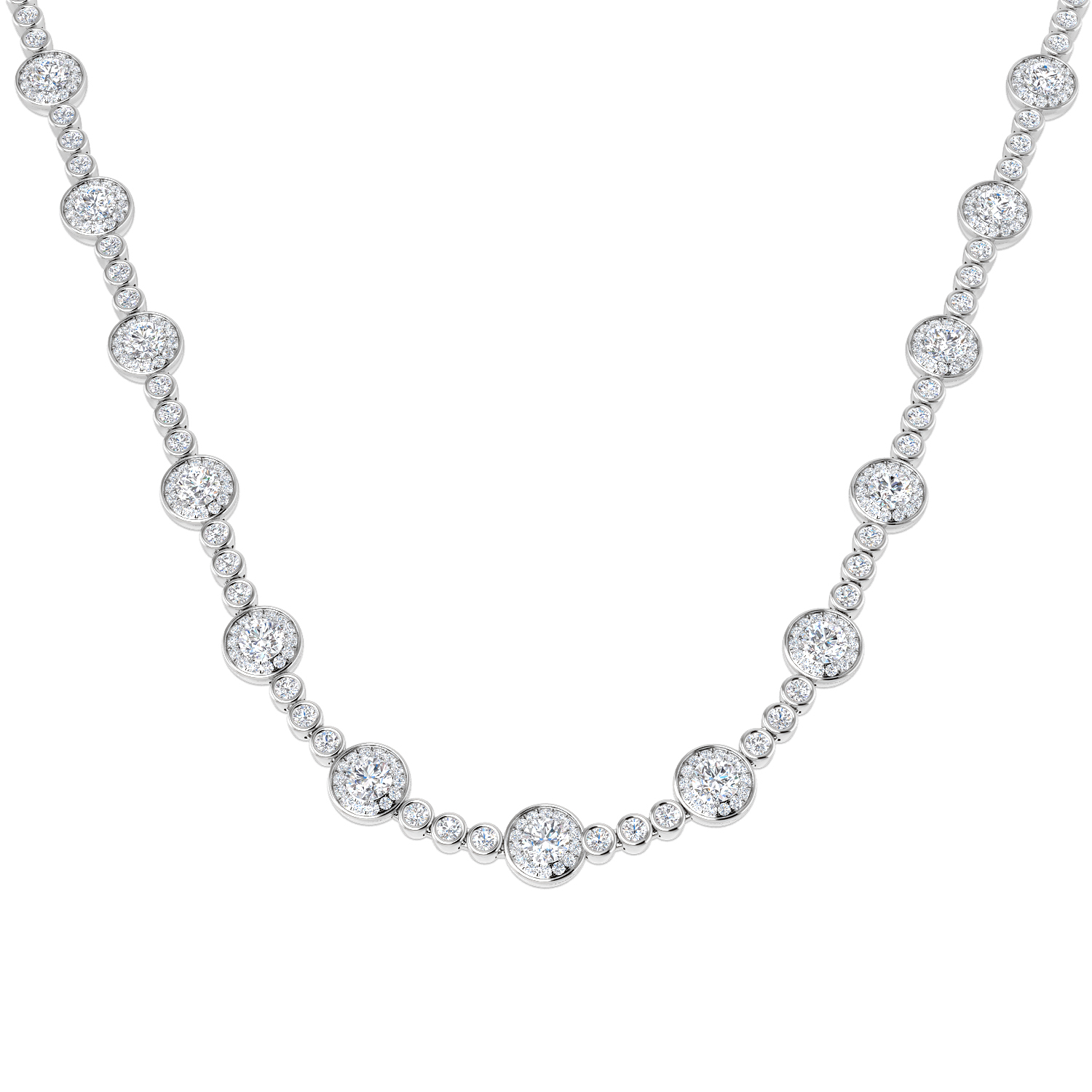 15.90ct Lab-Grown Diamond Spectacle Necklace in 9K White Gold