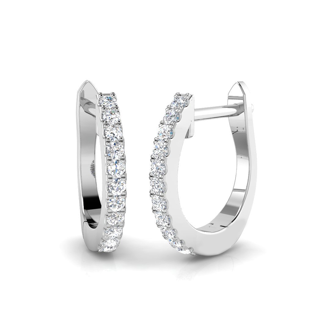 0.14ct Natural Diamond Hoops Earrings in 9K White Gold