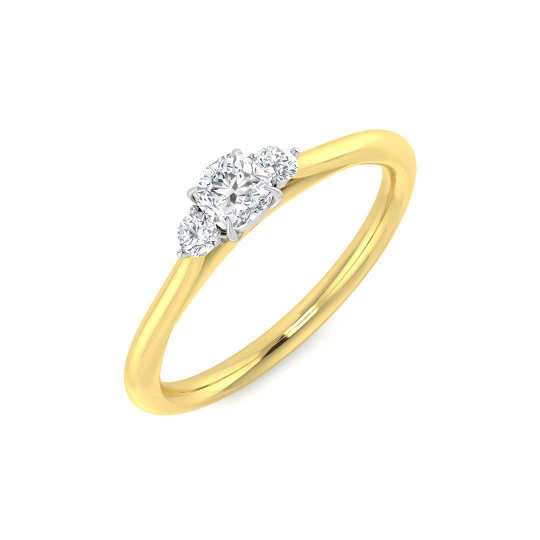 0.32ct Natural Diamond 3 Stone Ring in 18K Two Tone