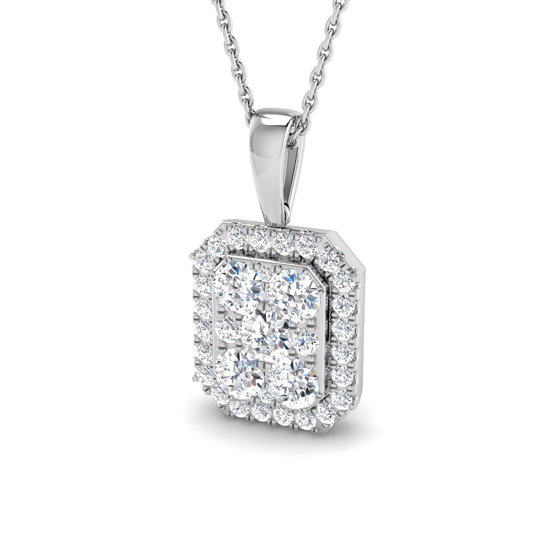 1.04ct Lab-Grown Diamond Cluster Pendant in 9K White Gold