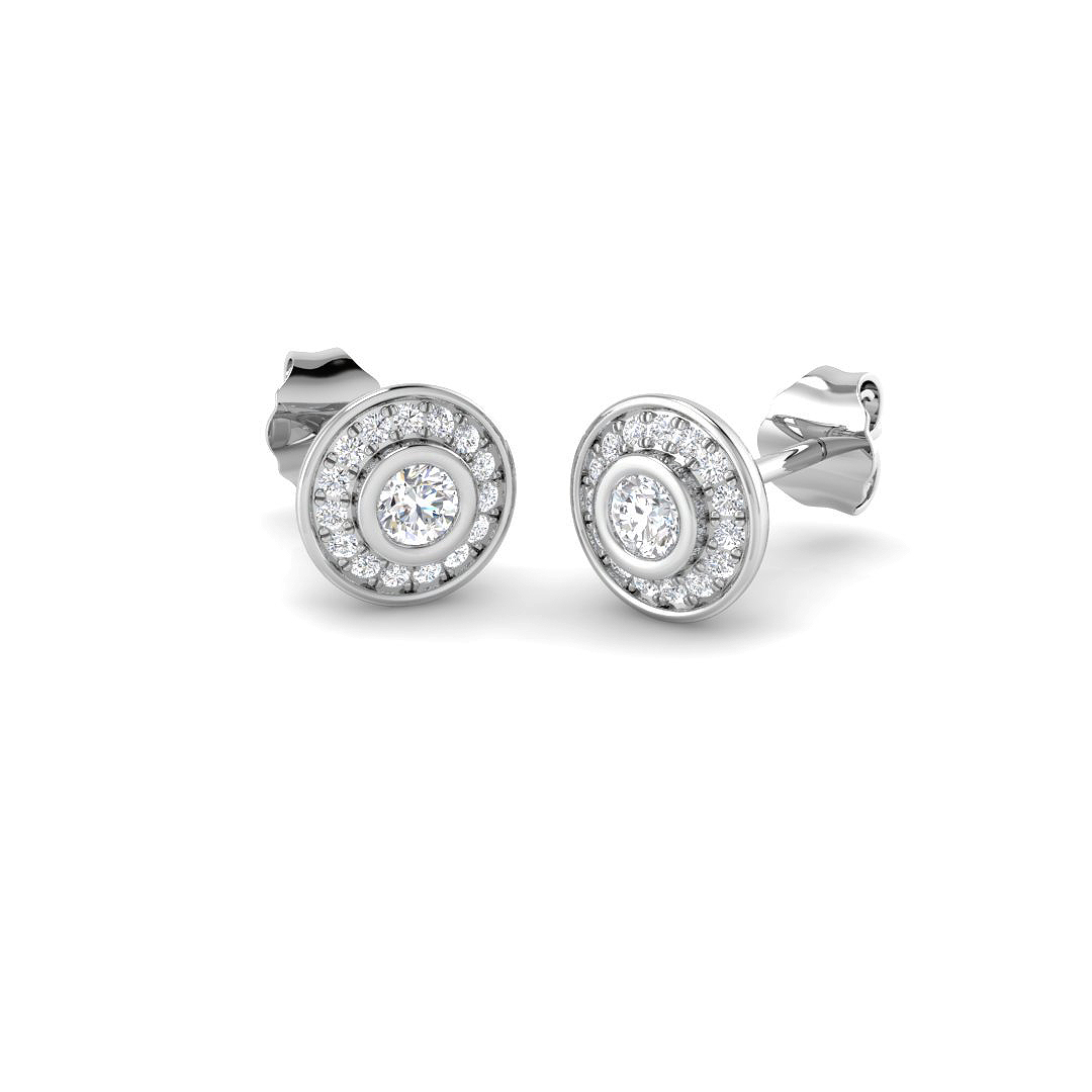 0.31ct Natural Diamond Halo Earrings in 9K White Gold