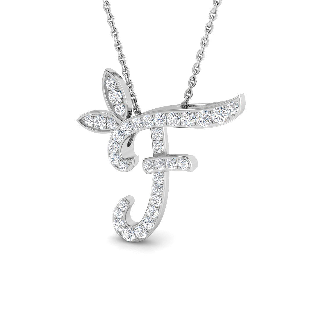 0.30ct Natural Diamond Initials Pendant in 9K White Gold