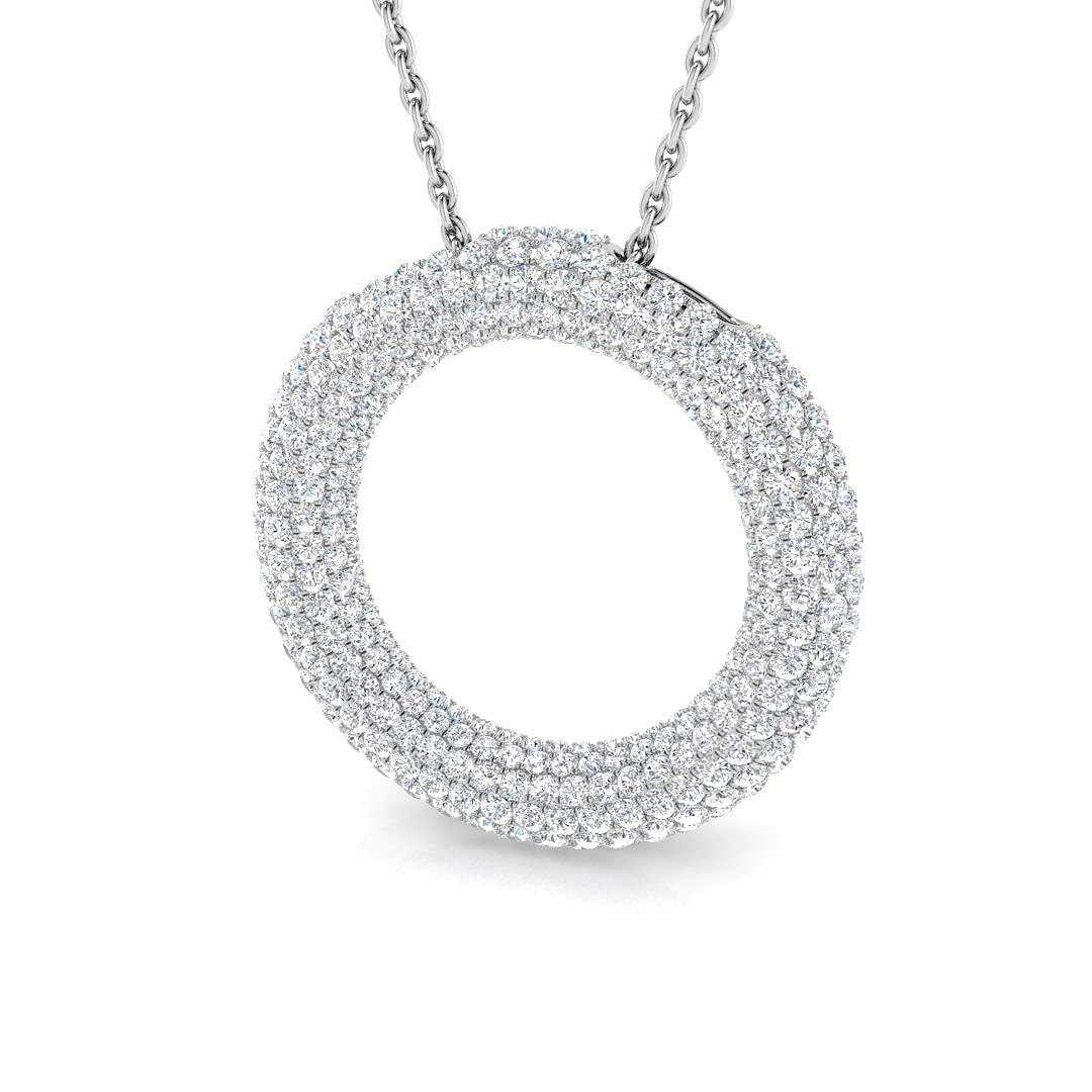 0.90ct Natural Diamond Circle of Life Pendant in 18K White Gold