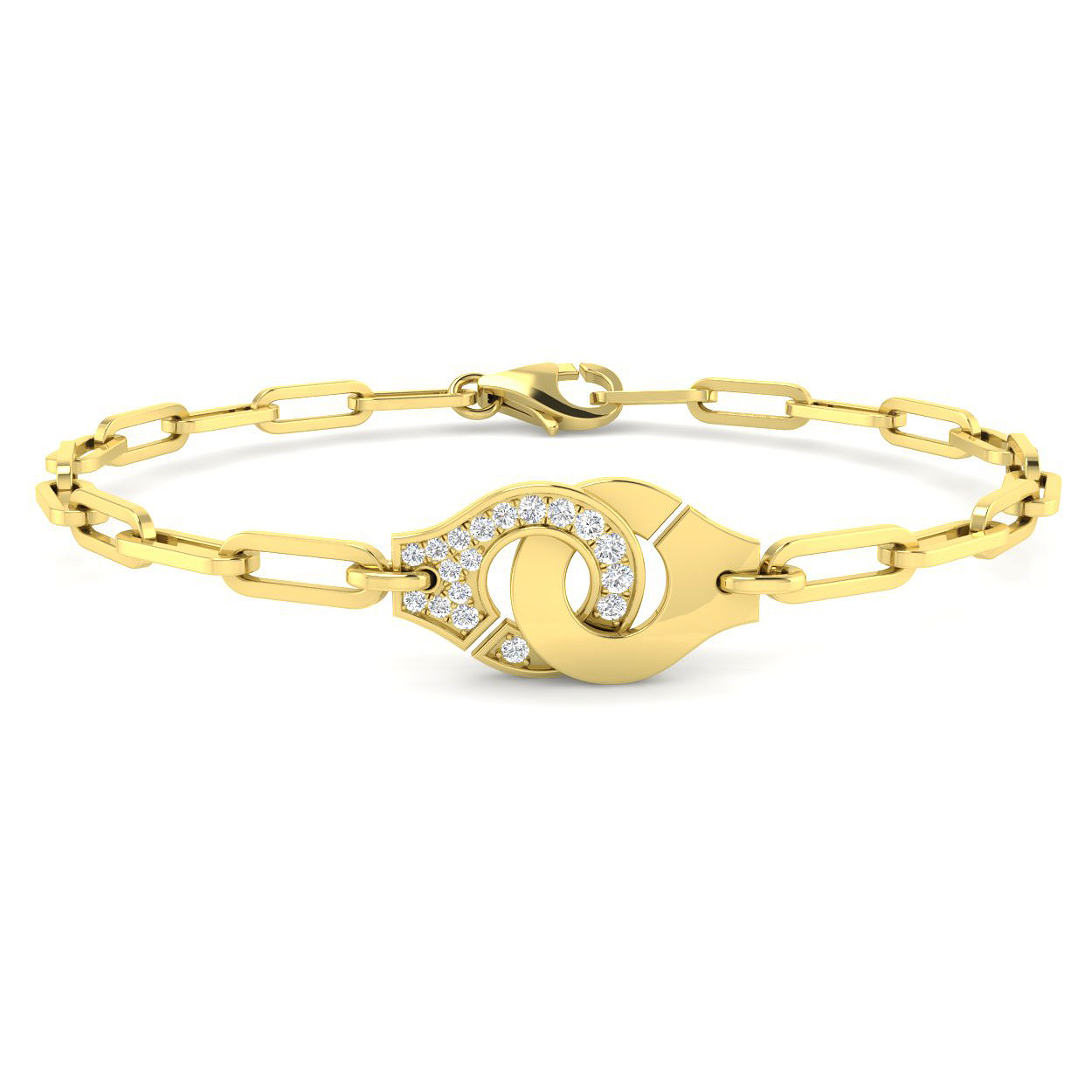 0.15ct Lab-Grown Diamond Paper Clip Bracelet in 9K Yellow Gold