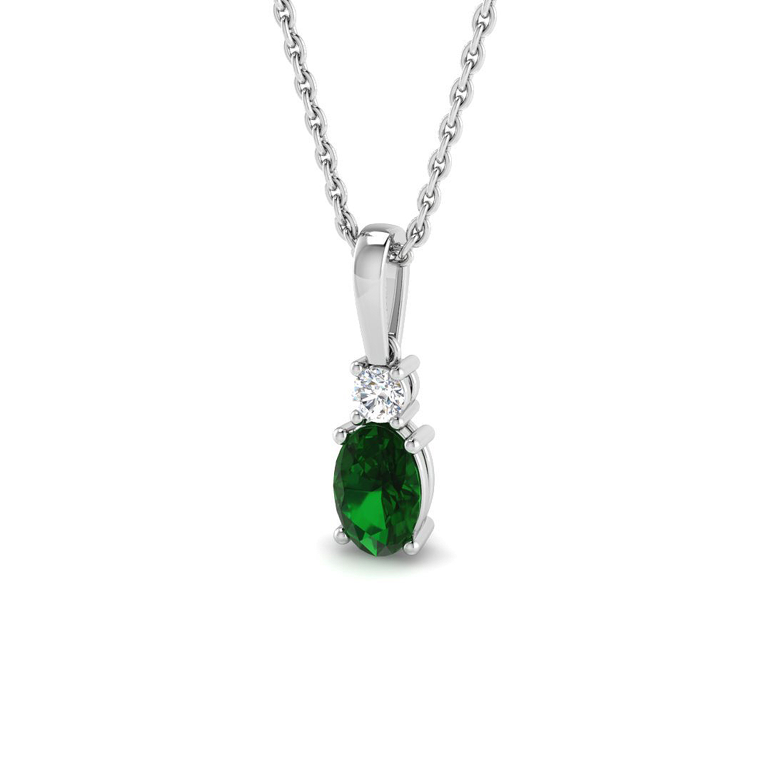 Drop & Trilogy Pendant in 9K White Gold