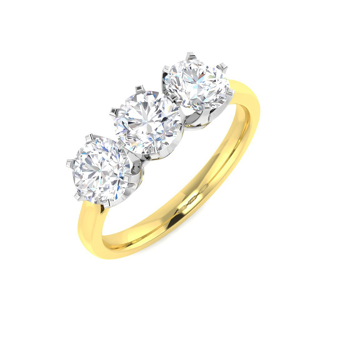 1.14ct Lab-Grown Diamond 3 Stone Ring in 9K Two Tone