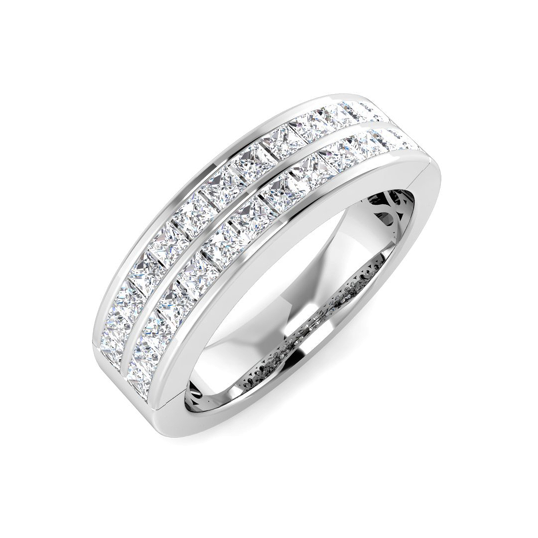 0.85ct Natural Diamond Half Eternity Ring in 18K White Gold