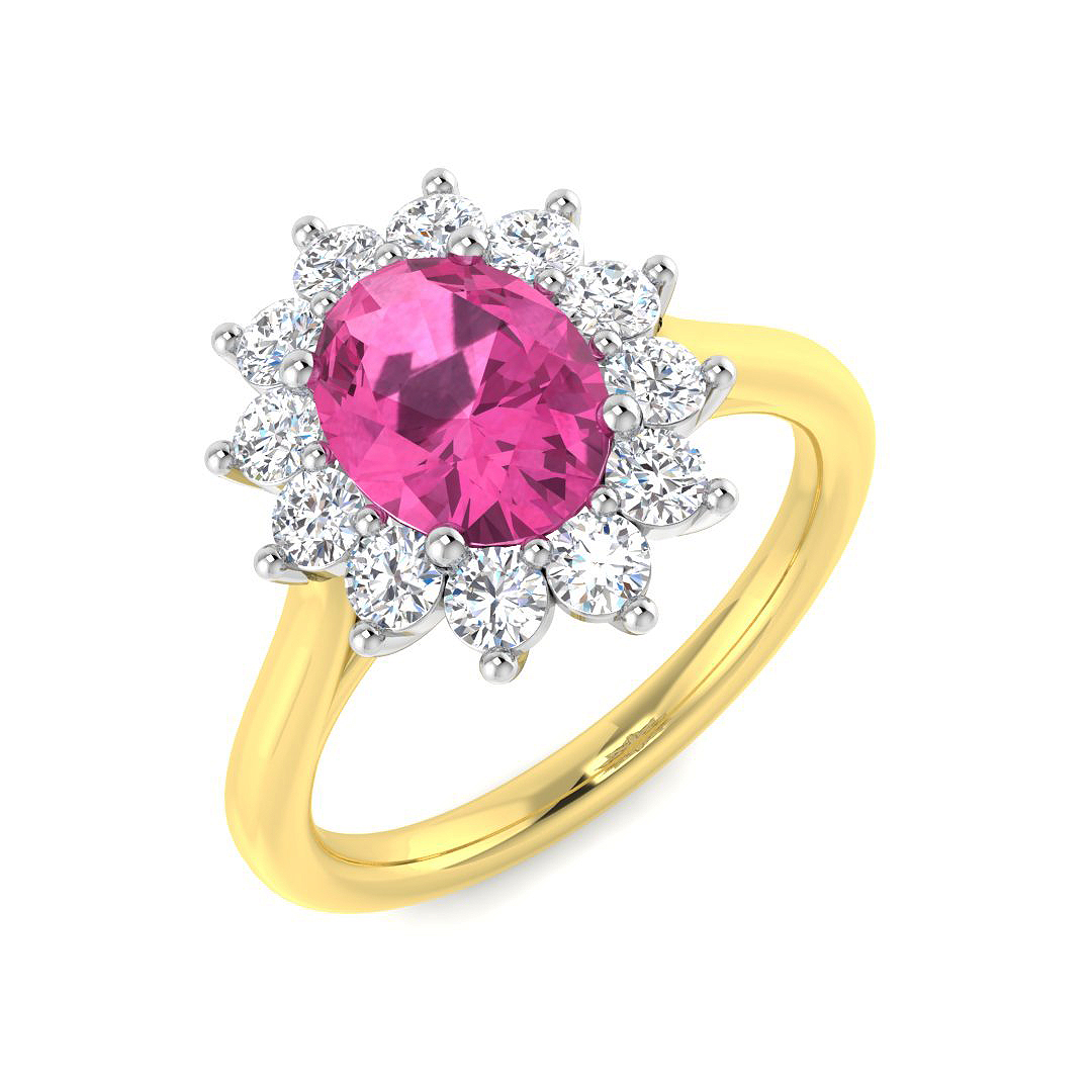 2.34ct Lab-Grown Diamond Pink Sapphire Ring in 9K Two Tone