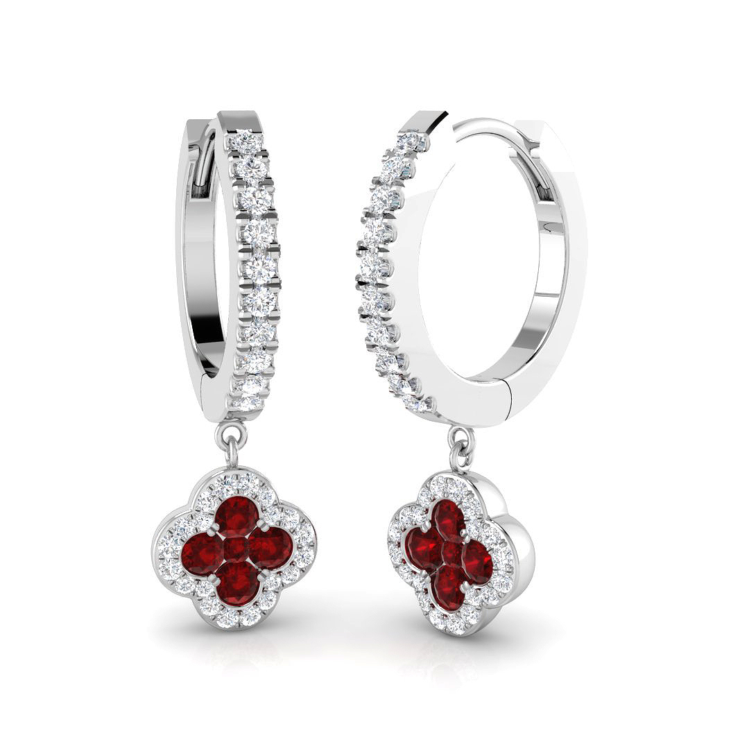 Ruby Earrings in 18K White Gold