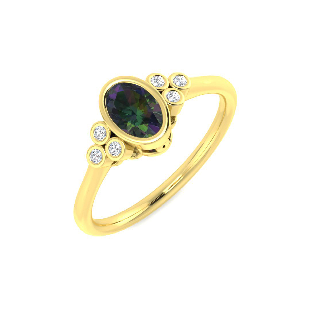 Teal Sapphire Ring in 9K Yellow Gold