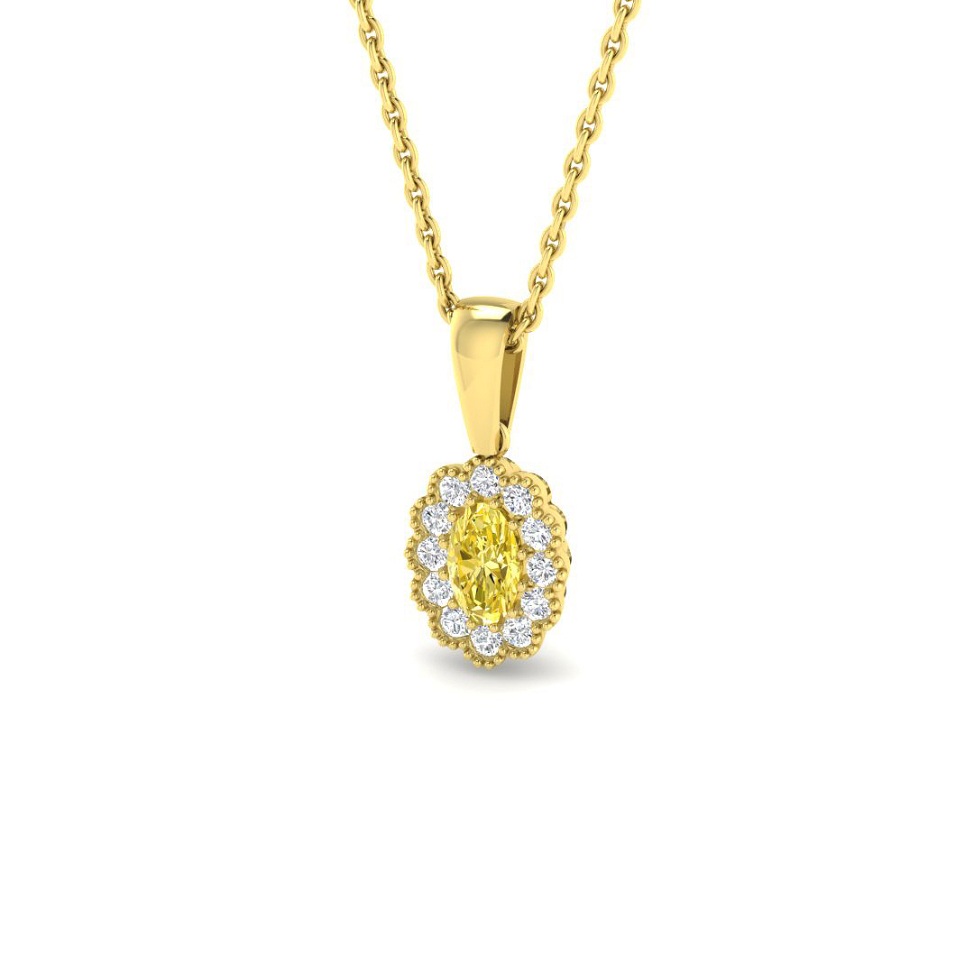 Halo Pendant in 9K Yellow Gold