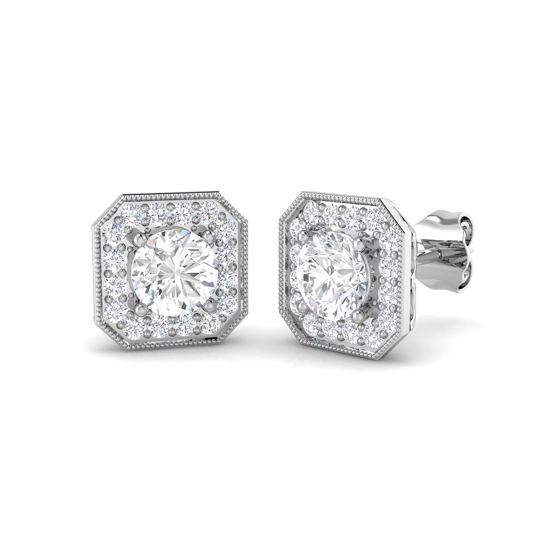 1.39ct Lab-Grown Diamond Halo Earrings in 9K White Gold