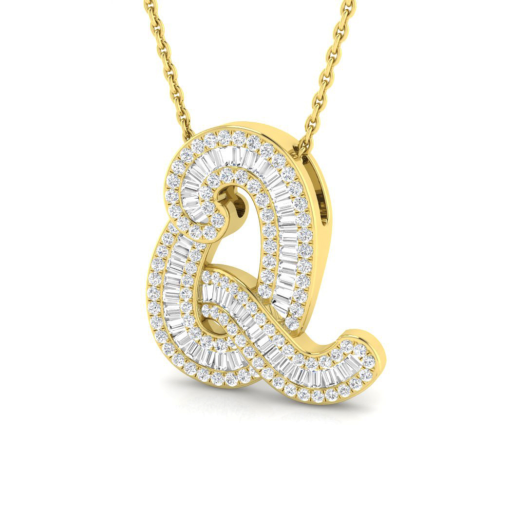 0.54ct Natural Diamond Initials Pendant in 9K Yellow Gold