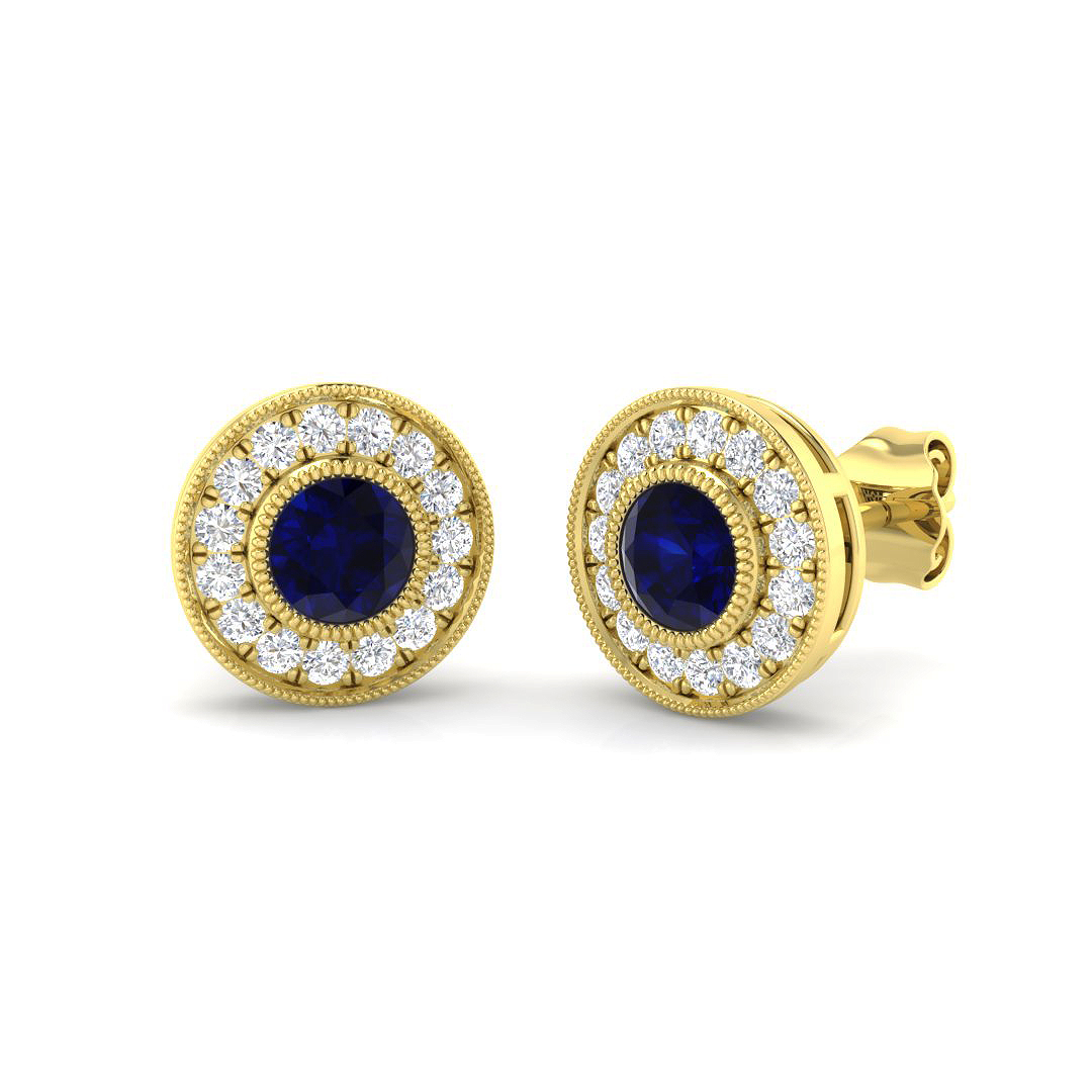 Blue Sapphire Earrings in 9K Yellow Gold