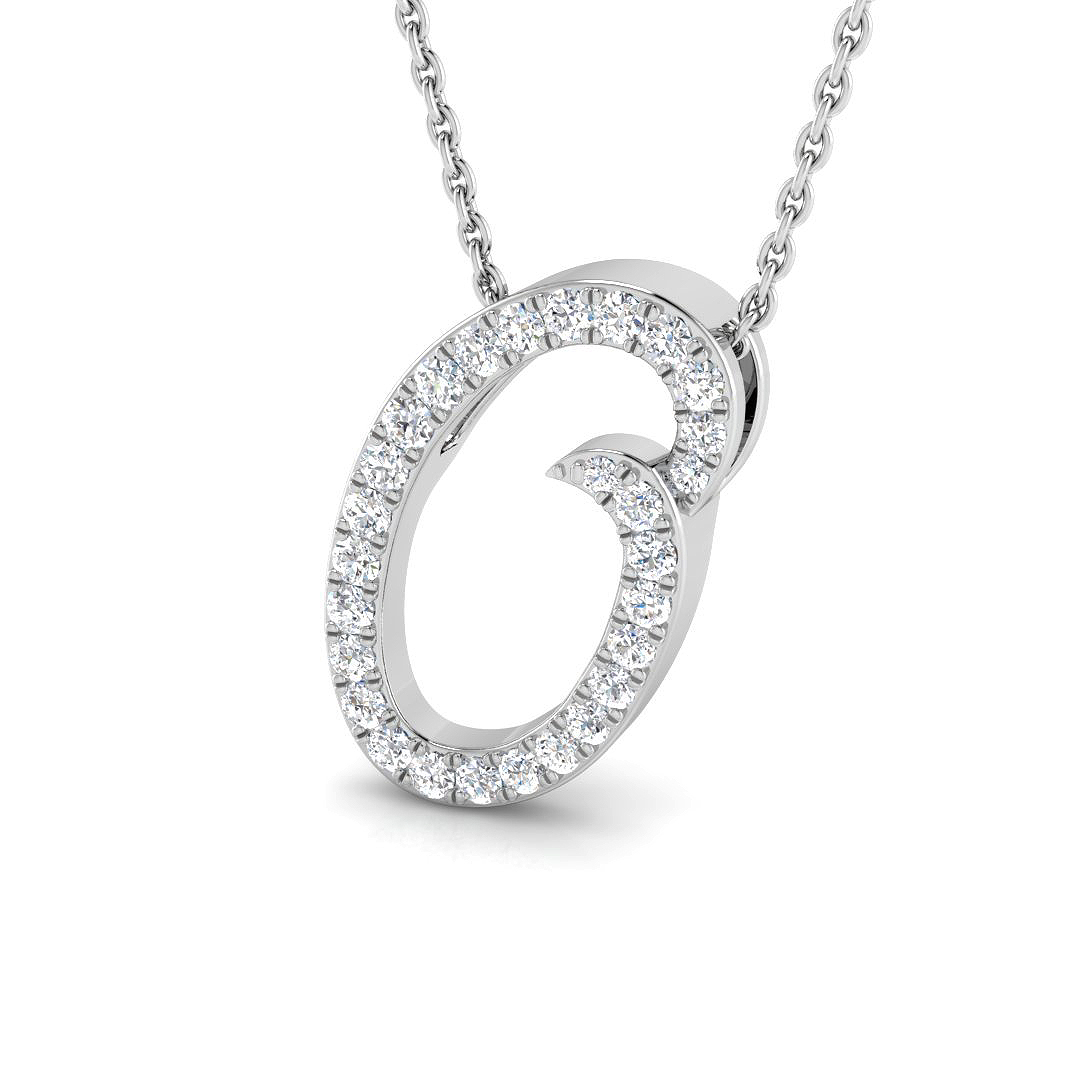 0.26ct Natural Diamond Initials Pendant in 9K White Gold
