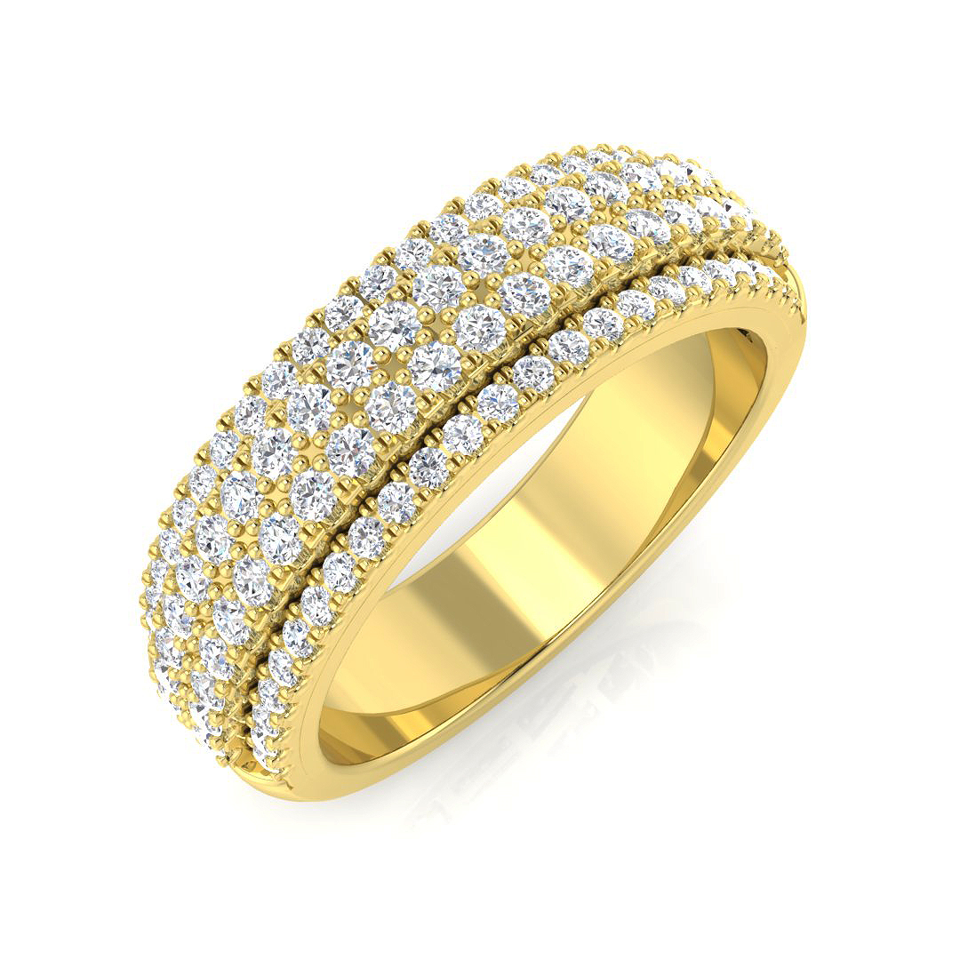 0.77ct Natural Diamond Pave Ring in 18K Yellow Gold