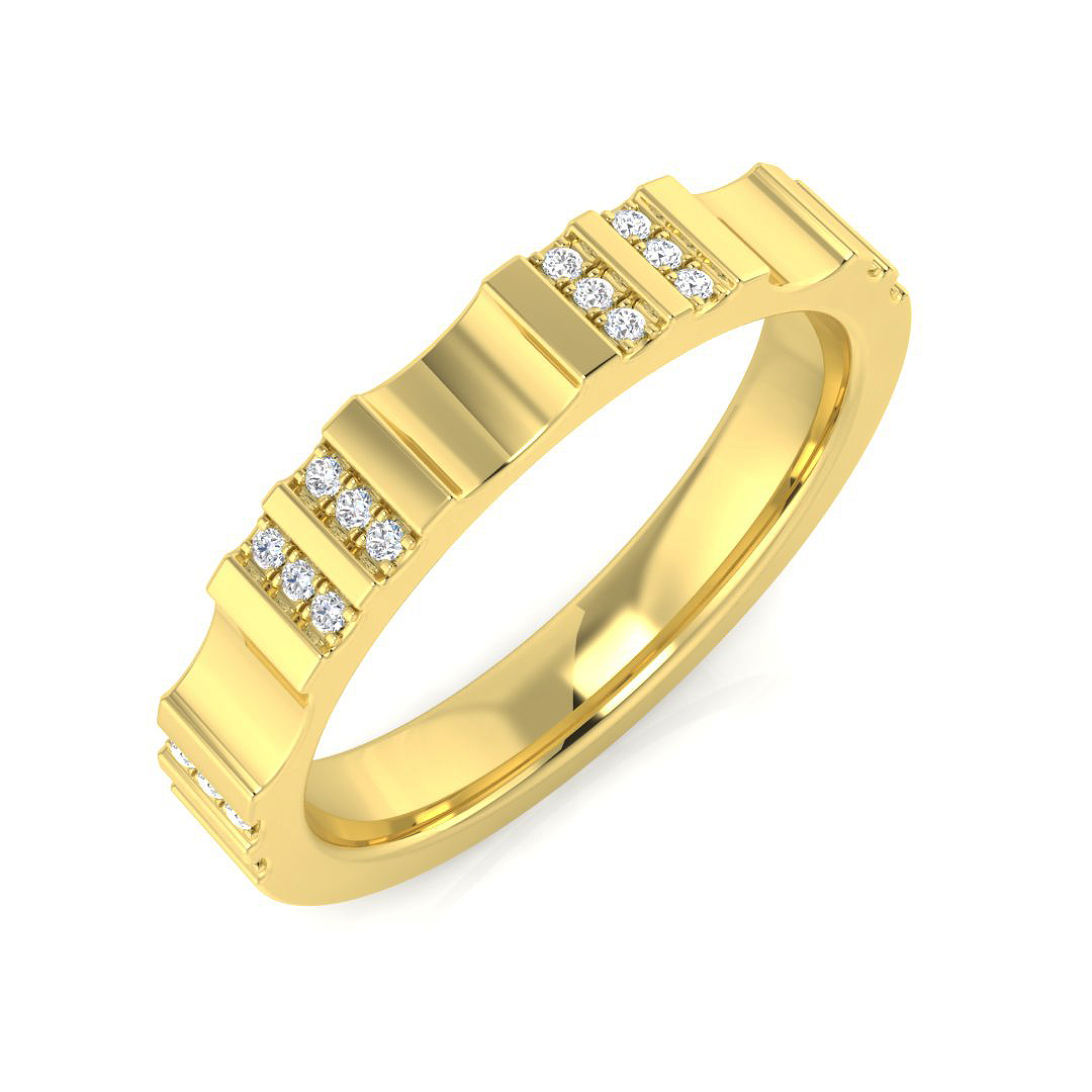 0.05ct Natural Diamond Half Eternity Ring in 9K Yellow Gold